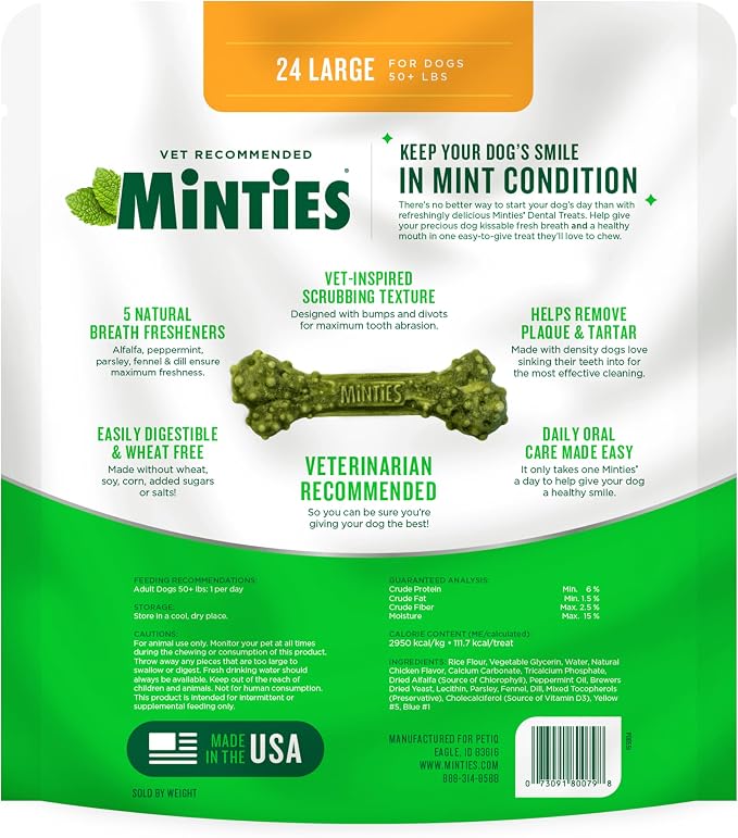 Minties Dental Chews for Dogs, Vet-Recommended Mint-Flavored Treats for Large - Image 9