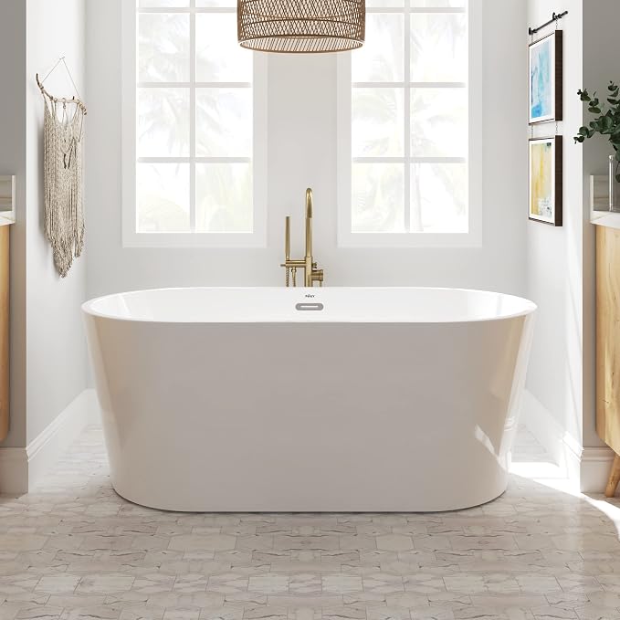 FerdY Shangri-La 59" Acrylic Freestanding Bathtub, Classic Oval Shape Acrylic by FerdY