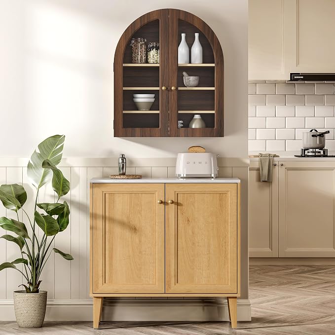 Large Arched Bathroom Wall Cabinet Wooden Medicine Cabinet - Image 8