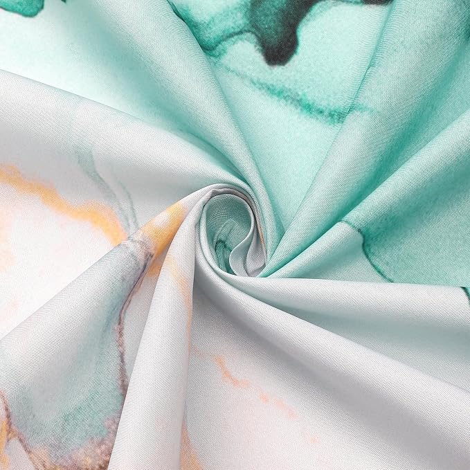 Gibelle Long Fabric Shower Curtain 72 x 78, Tall Abstract Grey Teal Marble - Image 4