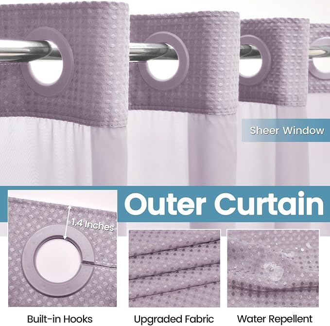 Lavender No Hook Shower Curtain - Image 4