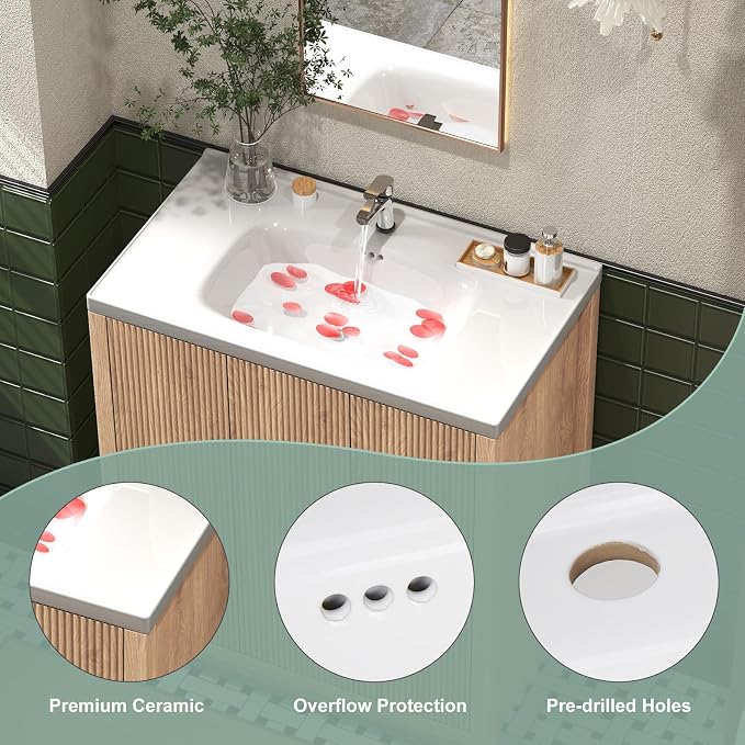 32 Inch Bathroom Vanity with Sink, Bathroom Vanity Cabinet with Single Sink - Image 9