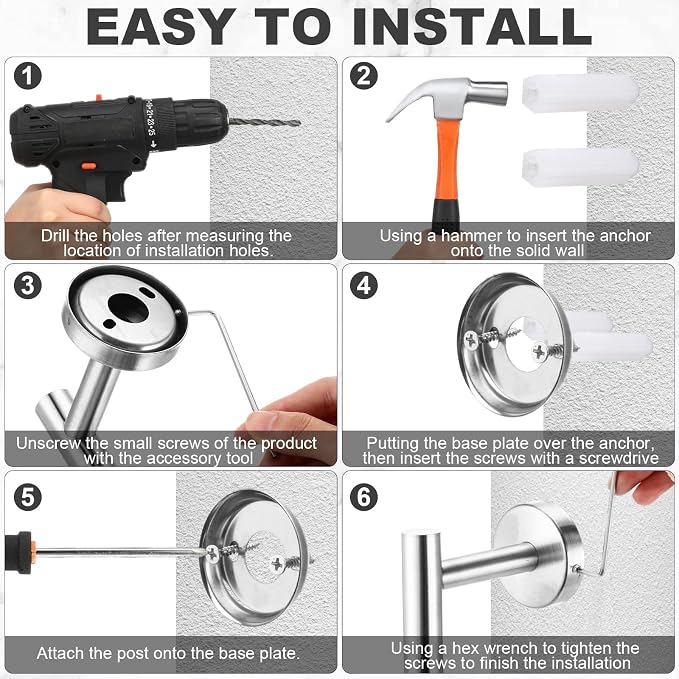 Gisafai 30 Pcs Bathroom Hardware Set, 23.6 Inch Brushed Towel Bar Ring Toilet - Image 6