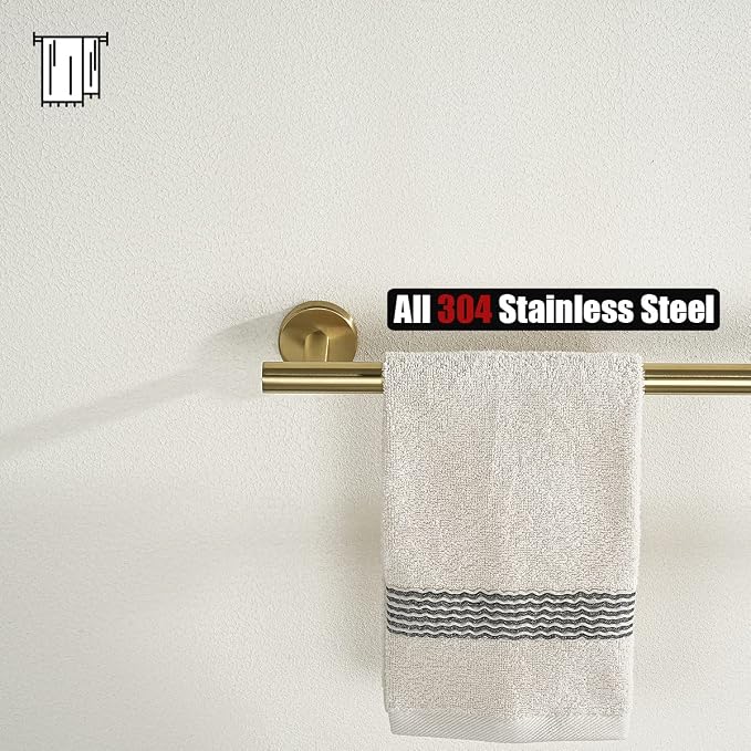 JQK Bathroom Towel Bar, Brushed Gold 12 Inch 304 Stainless Steel Thicken 0.8mm - Image 7