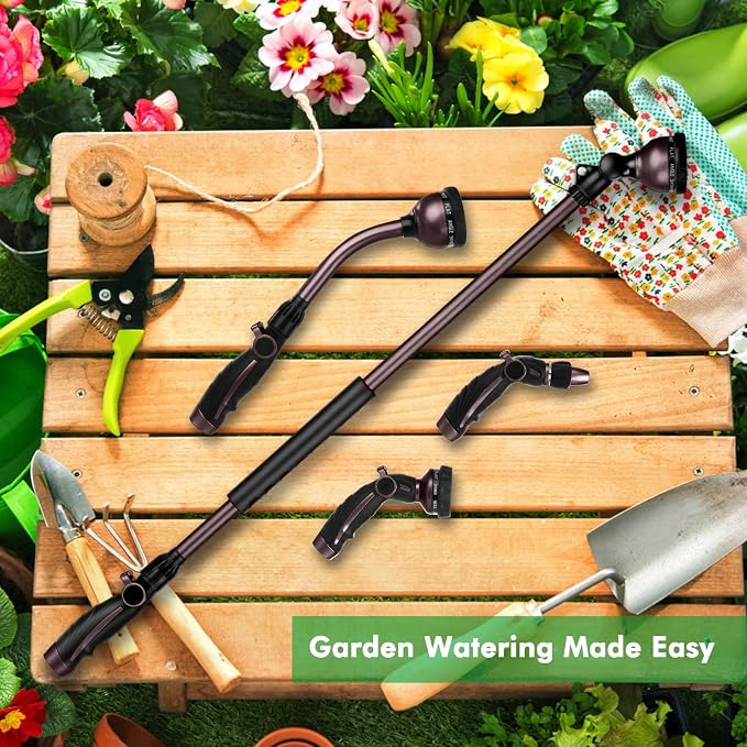 RESTMO 36”Long Watering Wand, 180° Swivel Head Metal Garden Hose Wand - Image 8