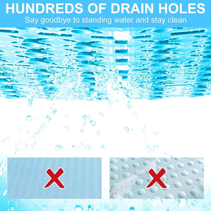 Shower Mat Non Slip，24"X24" Bathtub Mat Non Slip Square Shower Mats - Image 3