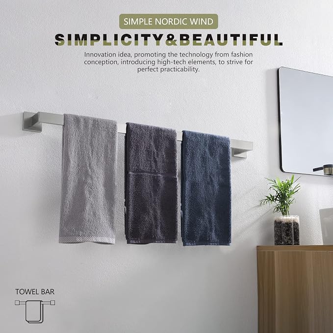 KOKOSIRI 32-Inch Single Towel Bar, Bathroom Kitchen Towel Holder, Wall Mounted - Image 4