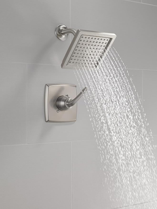 Delta Geist 14 Series Shower Faucet Set, Brushed Nickel Shower Head and Handle - Image 2