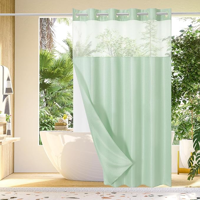 Gibelle Extra Long Shower Curtain 72x86, Waffle Weave Bathroom Shower Curtain by Gibelle