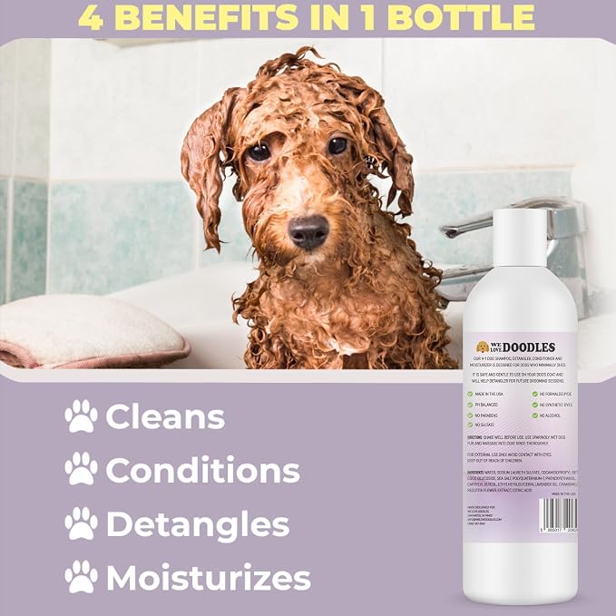 We Love Doodles Bundle 4-in-1 Non-Organic Dog Shampoo and Dog Bath Brush - Image 3