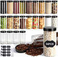 Plastic Jars with Lids, OBKJJ 34 PCS 16 OZ Large Capacity Clear Storage by OBKJJ