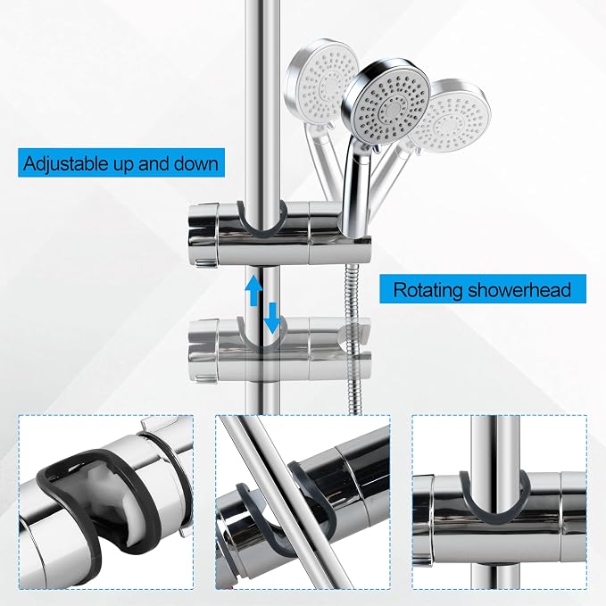 Adjustable Shower Head Holder for Slide Bar Universal 18-25MM O.D., Shower Head - Image 4