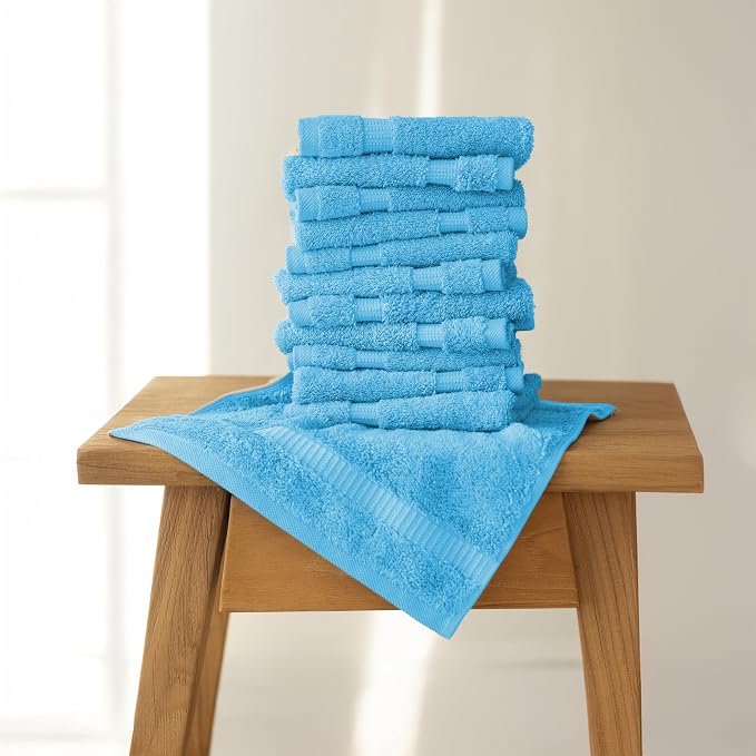 SALBAKOS 100% Turkish Cotton Washcloth Set of 12 13x13 inch | Heirloom Quality - Image 2
