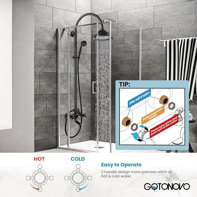 gotonovo Bathroom Classic Exposed Shower Faucet Wall Mount Shower System 8 Inch - Image 2