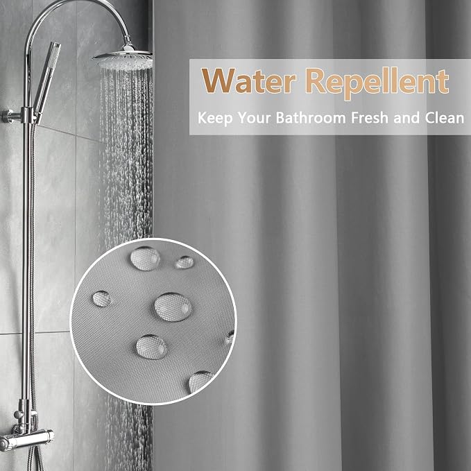 72 x 78 inch Extra Long Waterproof Fabric Shower Curtain Liner, Light Grey - Image 3