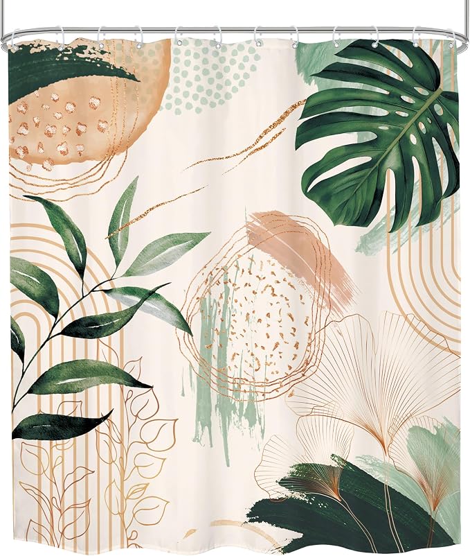 Boho Shower Curtain 60Wx72H Bohemian Modern Mid Century Abstract Sage Green - Image 7