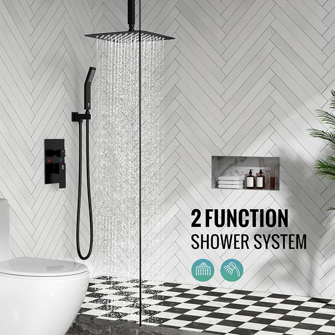SR SUN RISE 10 Inch Ceiling Mounted Shower System Rain Mixer Shower Combo Set - Image 3