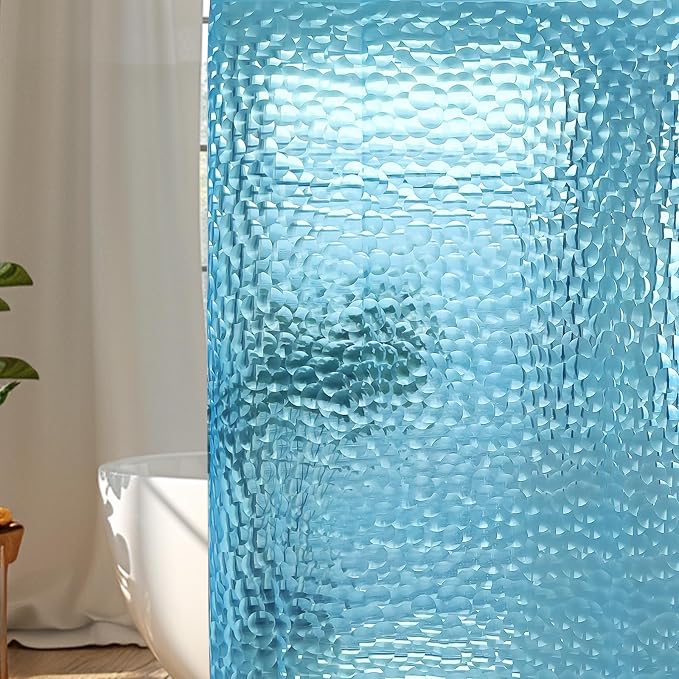 WELTRXE EVA 8G Shower Curtain Liner, 72x72 Inch 3D Clear Blue Bubble Heavy Duty by WELTRXE
