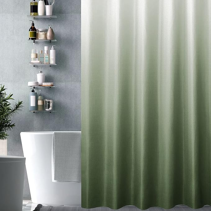Gibelle Small Stall Shower Curtain 36 x 72, Narrow Half Sage Green Ombre Shower - Image 6