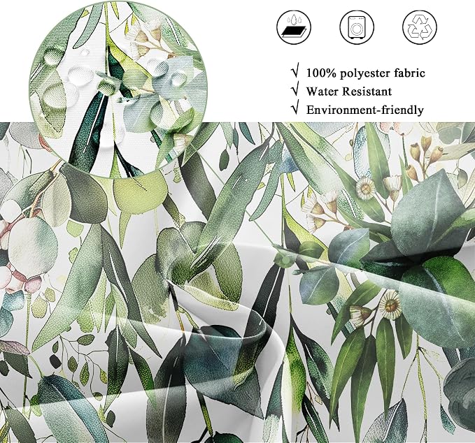 Riyidecor Small Green Eucalyptus Leaves Shower Curtain - Image 7