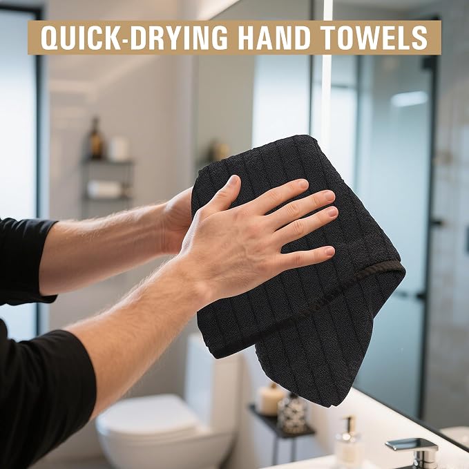 HOMERHYME Salon Towels, 12 Pack Black Hand Towels - Image 6