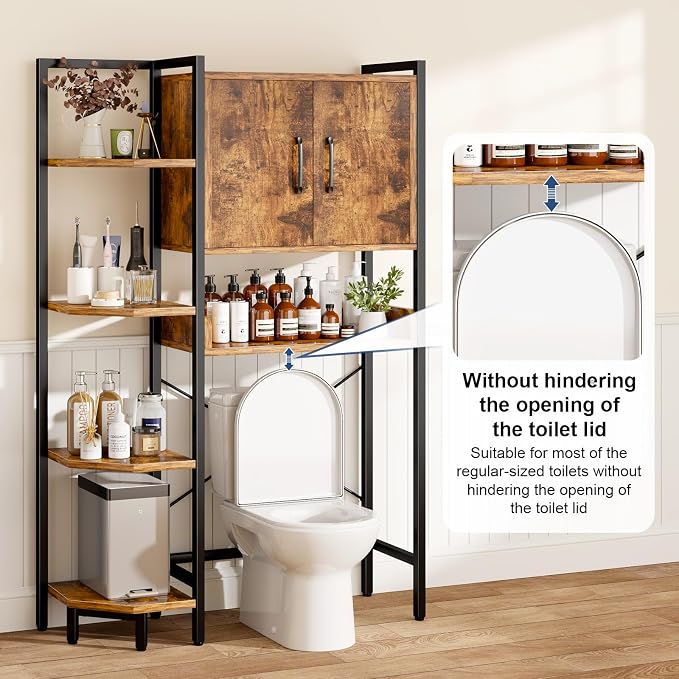 K2 Heavy Duty 7-Tier Over The Toilet Storage Cabinet（With Magnetic Doors & - Image 7