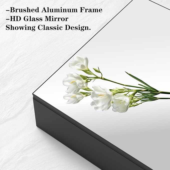 ANYHI 24"x16" Black Bathroom Mirror Medicine Cabinet, Single Door Bathroom Wall - Image 5