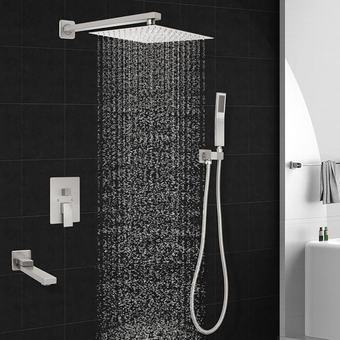 10 inch Square Shower Head and Handheld Set, Gasecoet Shower System - Image 7