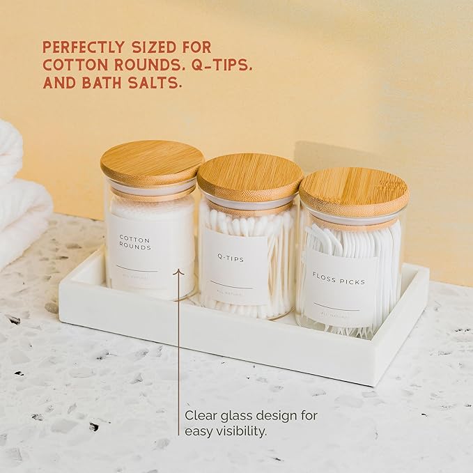 Mini Glass Apothecary Jars, Container Set, Bathroom Organizers and Storage - Image 2