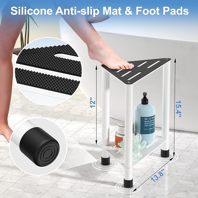 Stainless Steel Shower Stool for Inside Shower, 15.4'' H Shower Foot Rest - Image 3