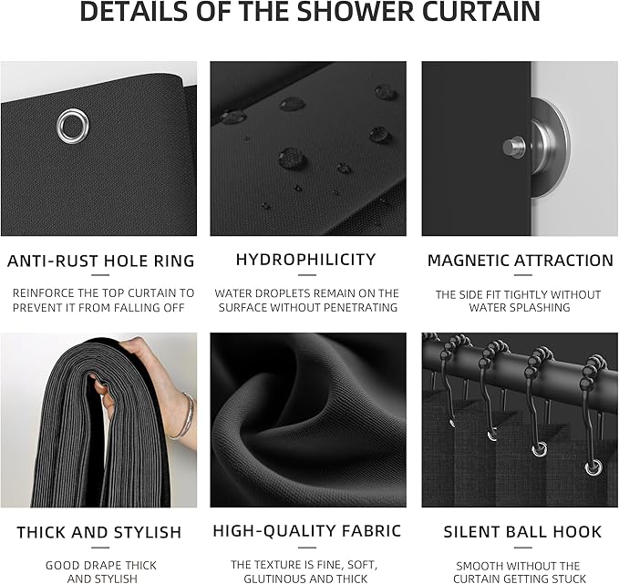 Bathroom Magnetic Folding Shower Curtain, Accordion-Style Shower Curtain - Image 7