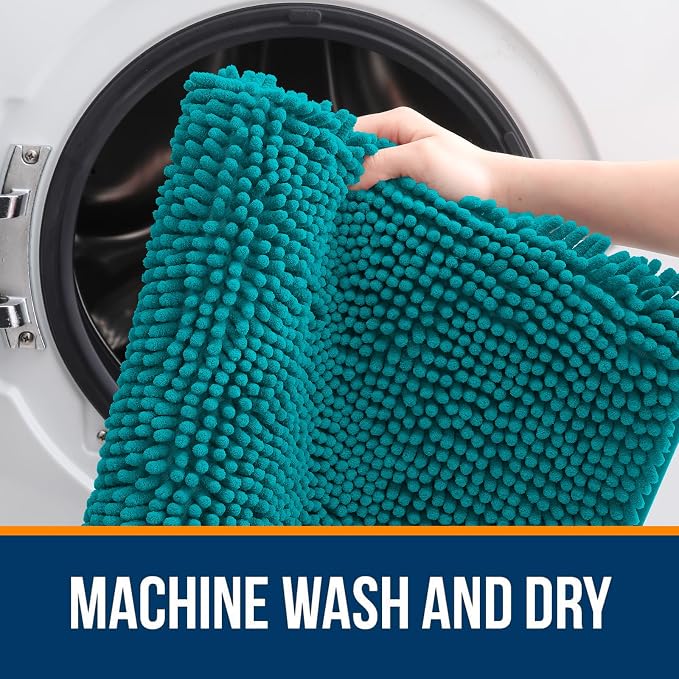 OLANLY Bathroom Rugs 30x20, Extra Soft Absorbent Chenille Bath Rugs, Rubber - Image 5