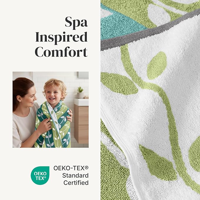 Modern Threads Organic Vines 6-Piece 100% Cotton Towel Set – Yarn Dyed Jacquard - Image 4