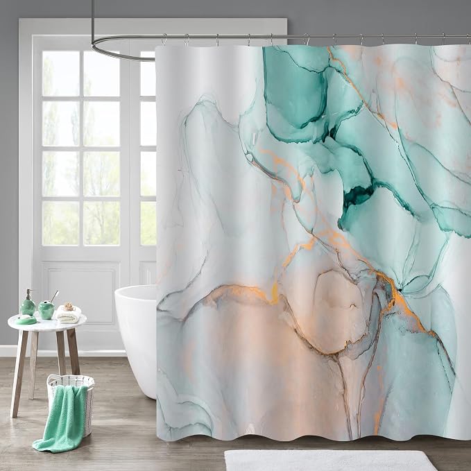 Gibelle Small Stall Shower Curtain 36 x 72, Narrow Half Abstract Grey Teal - Image 6