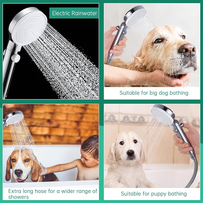 VSincerity Dog Shower Head Sprayer Pet High Pressure 3 Mode Handheld - Image 4