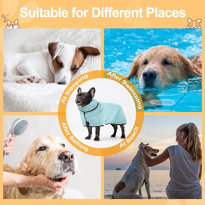 Bienbee Dog Bathrobe, Quick Drying Super Absorbent Dog Robes - Image 6