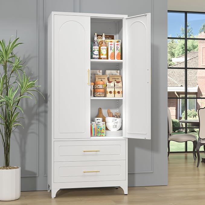75" Kitchen Pantry Cabinet, Metal Storage Cabinets - Image 5