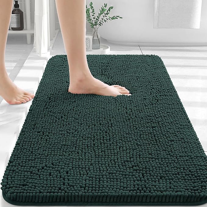 OLANLY Bathroom Rugs 30x20, Extra Soft Absorbent Chenille Bath Rugs, Rubber by OLANLY