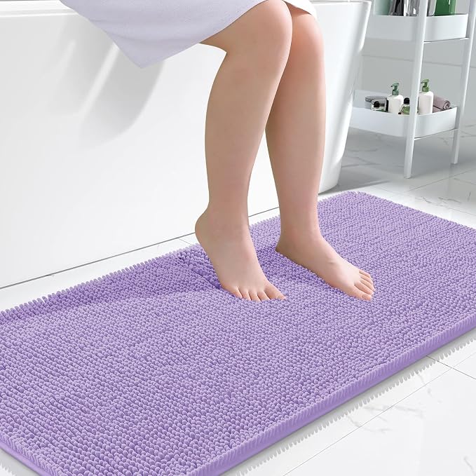 OLANLY Bathroom Rugs 47x24, Extra Soft Absorbent Chenille Bath Rugs, Rubber by OLANLY