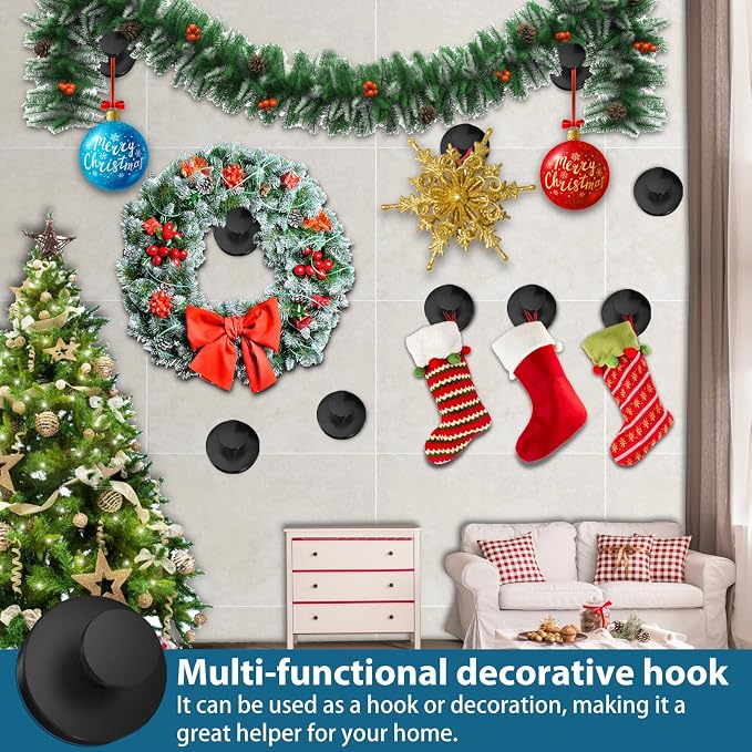 Suction Cup Hooks for Shower, Glass Door, Hold Robe & Wreath, Hanging up to 15 - Image 7