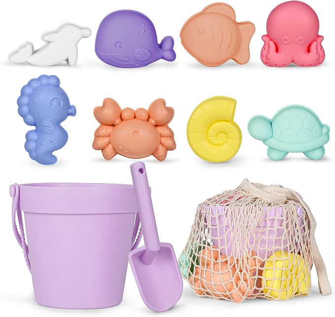 MarcZero 11Pcs Silicone Beach Toys, Modern Baby Beach Toys, Travel Friendly by EnjoyMakeSushiEasyAndFun