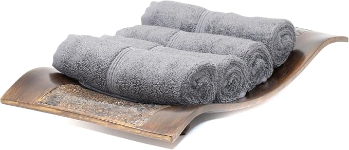 Mosobam Luxury Turkish Towels Set of 4 Washcloths 13X13 Charcoal Gray 700 GSM by Mosobam