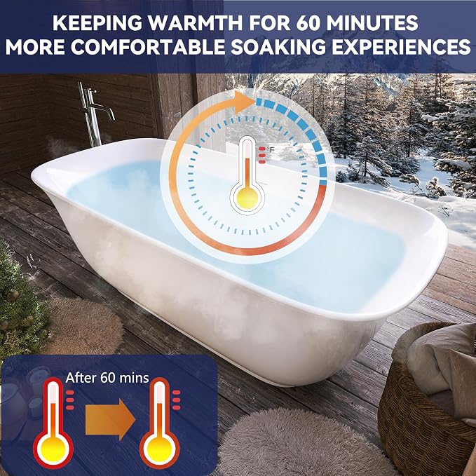 59" Acrylic Free Standing Tub, Stand Alone Tub, Freestanding Bathtub, Soaking - Image 7
