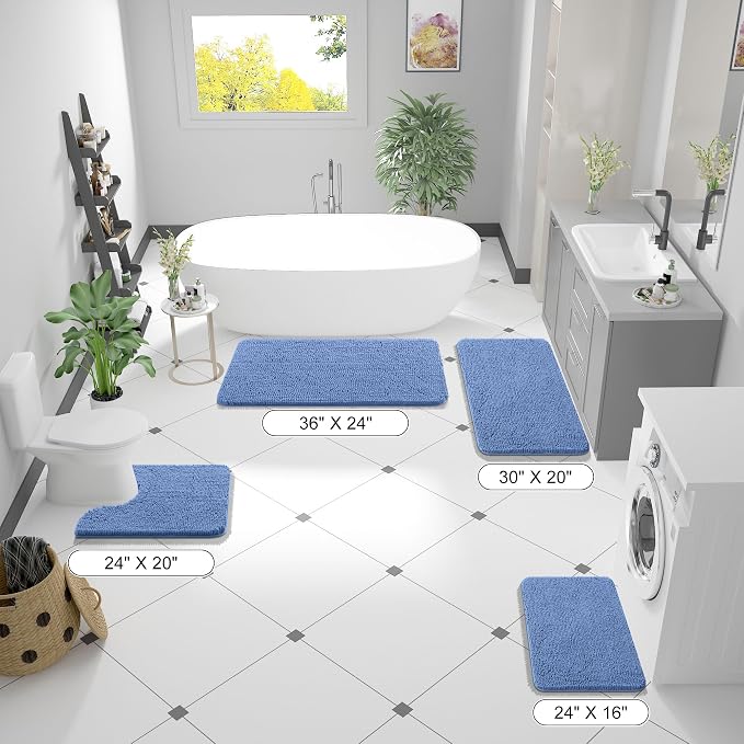 OLANLY Bathroom Rugs 44x24, Extra Soft Absorbent Chenille Bath Rugs, Rubber - Image 2