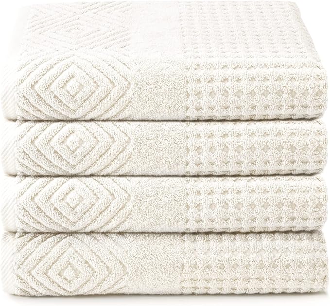 Texere 100% Organic Cotton Diamond Jacquard 700 GSM Luxury Bath Towel Sets by TexereSilk