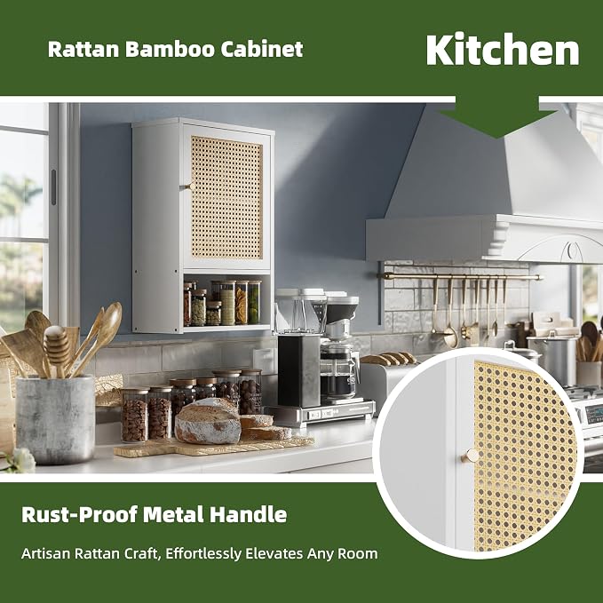 Bathroom Wall Cabinet, Bamboo Over-The-Toilet Storage Organizer - Image 7