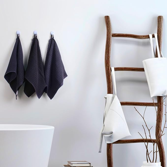 PÜSKÜL Organic Waffle Kitchen Towel 100% Turkish Cotton Set of 3 Dark Gray - Image 8