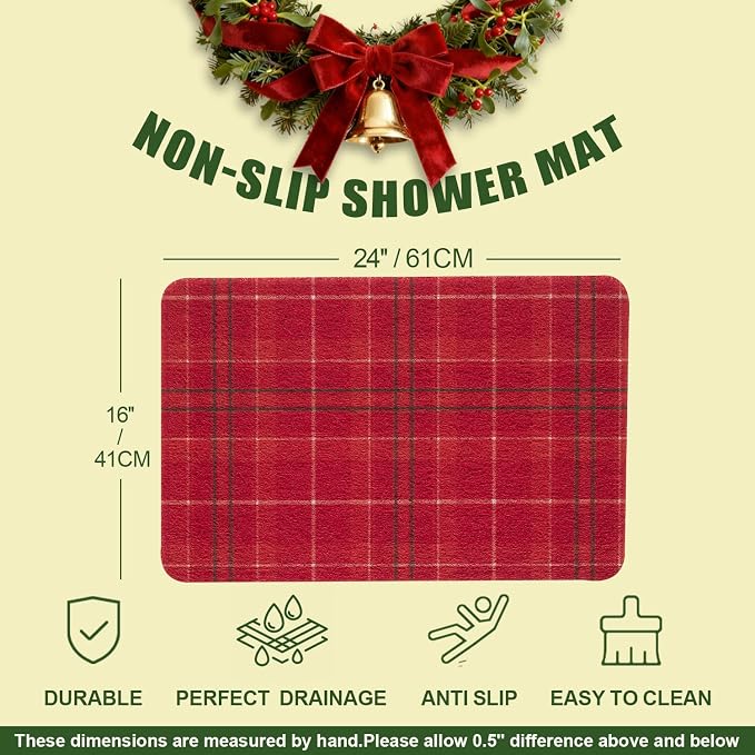 Christmas Non-Slip Bathtub Mat, Anti Slip Shower Mat, Fast Drying Bathtub Mats - Image 2