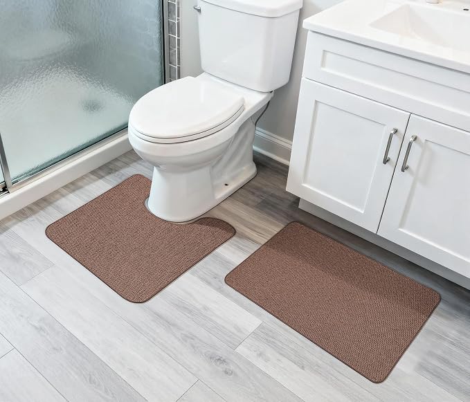 Bathroom Rugs Set 2 Pieces, Thin Bathroom Mats, Toilet Rugs, Quick Dry - Image 6