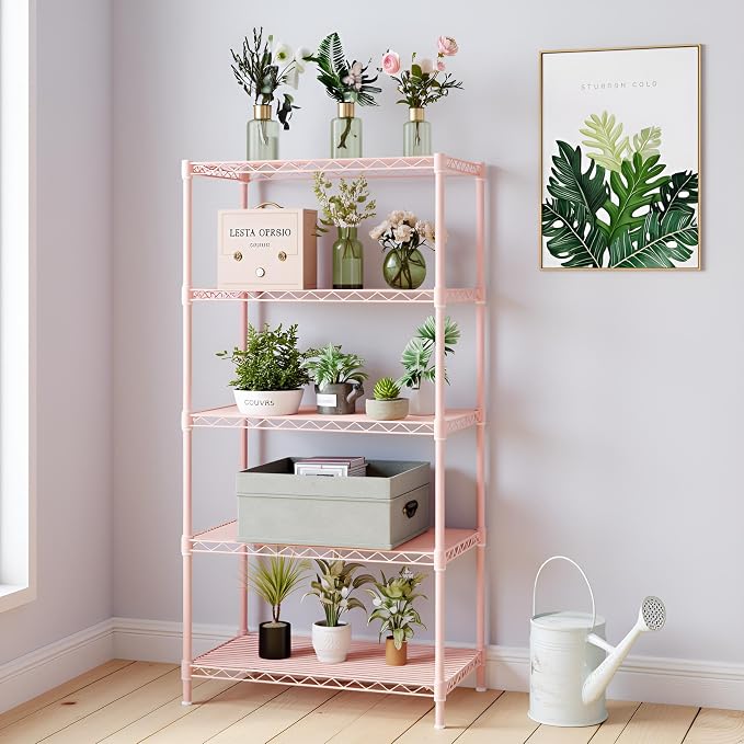 5 Tier Storage Racks Shelving, Heavy Steel Pantry Shelves, Adjustable Wire - Image 3